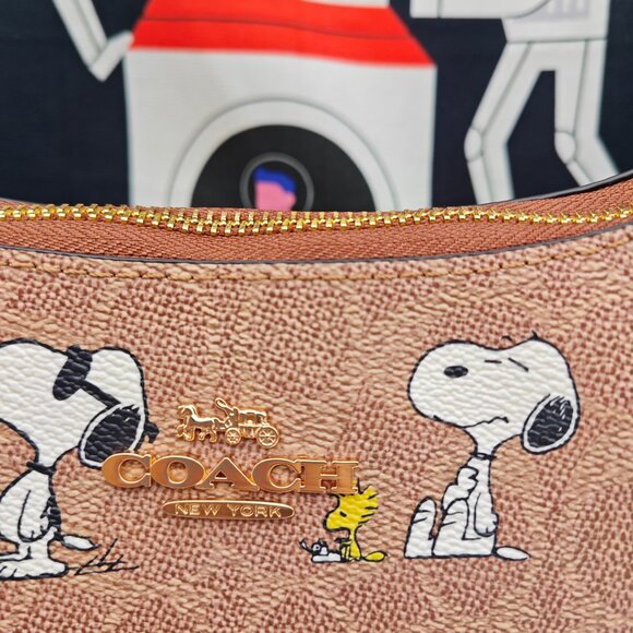 Coach Teri Shoulder Bag In Signature Canvas With Snoopy Print - Picture 6 of 13